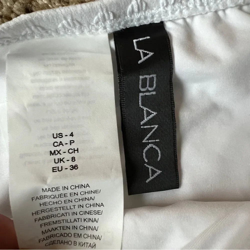 La Blanca‎ Women's White Embossed Hipster Swimsuit Bottom Size 4